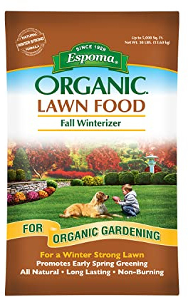 Espoma Organic Fall Winterizer 8-0-5 Natural & Organic Lawn Food. Long Lasting Organic Nitrogen & Potassium for a Winter Strong Lawn. 30 lb. Bag Covers up to 5,000 Sq. Ft.