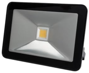 Perel Projecteur LED, 20 W, 2050 lm, 4000°K, blanc chaud, pour intérieur et extérieur, support de montage ajustable, aluminium, noir