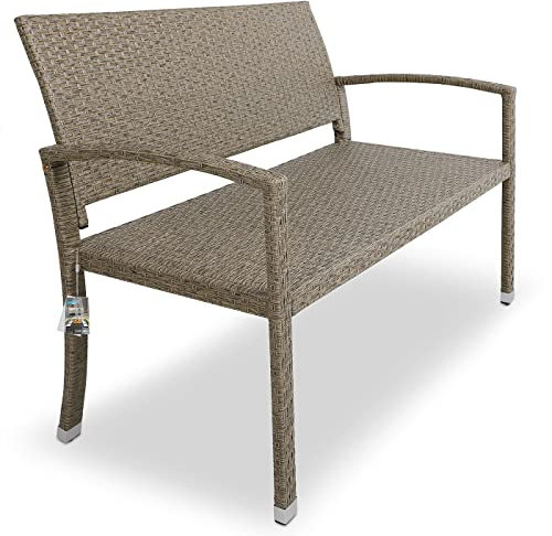 Casaria® Gartenbank Sitzbank Wetterfest Kunststoff 320kg Belastbarkeit Rückenlehne 122x58cm Garten Balkon Terrasse Bank Ergonomisch Polyrattan Creme