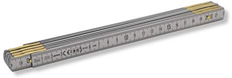 DEWEPRO® Leichtmetall Gliedermaßstab 2m mit Duplexteilung - Zollstock Meterstab 200cm aus Metall