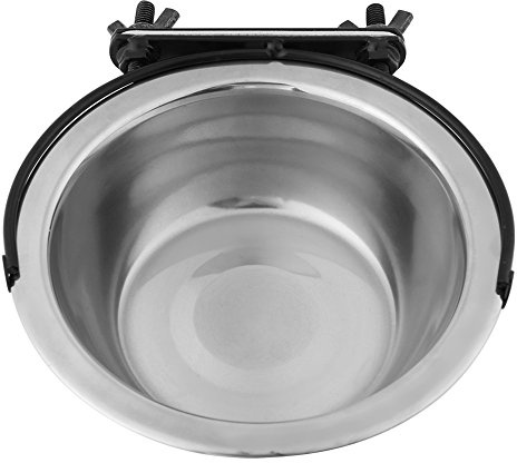 Hängende Hundenapf, 3 Größen Edelstahl Hängende Hundenäpfe Abnehmbare Hundekatze Käfig Zwinger Hängende Schüssel Metallfutter Wasserzuführung für mittelgroße kleine Haustierwelpe Katze(L)