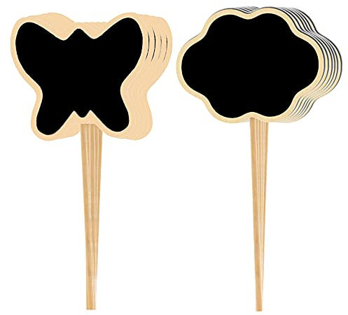 Pflanzenetikett aus Holz, 20 Stücke Mini Pflanzenschilder, Gartenpflanzenetikett, Garten Etiketten Holz Schmetterlings und Wolkenform für Kräuter, Gartenpflanzen, Gemüse