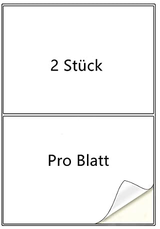 Alitade 25 Blatt Universal A4 Aufkleber Etiketten Selbstklebend Adressetiketten 2 Stück pro Blatt -(210x 148mm, 50 Etiketten), Geeignet für Tintenstrahl- und Laserdruckern