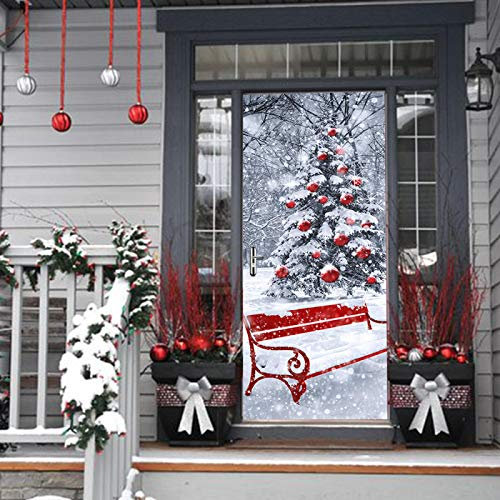 FHKGIUJAD Türtapete Selbstklebend Vinyl Türposter 3D Weihnachten Glocken Bäume Diy Türaufkleber Türfolie Türposter Selbstklebende Tür Abnehmbare Heimtapete Dekorative Kunst 40X120Cm