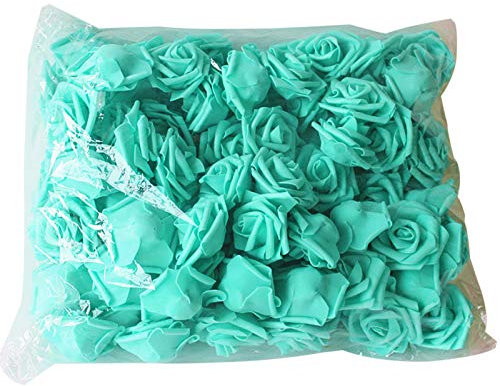 Bodhi2000 100 Stück künstliche Blumen, schöne einfarbige PE-Schaumstoff-Hochzeitssimulation, Schaumrosen, Party-Geschenk für Geburtstag, Jahrestag – Blau