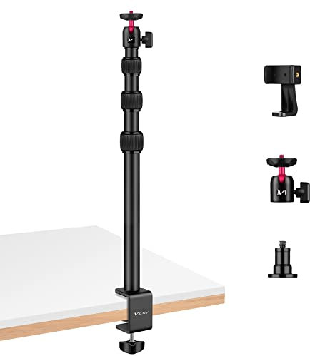 Victiv Support de Table pour Appareil Photo, 37cm-105cm Support Lumière de Bureau, Trépied Table à Clipser avec vis 1/4, Supports Téléphone pour DSLR Caméra, Smartphone, Lumière LED, Webcam
