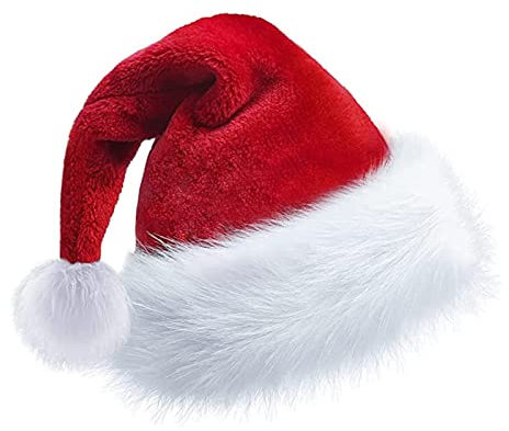 LANMANUO Weihnachtsmütze Erwachsene Weihnachtsmützen Nikolausmütze Plüsch Christmas Hat Santa Hat Weihnachtsmann Mütze Rot for festliche Partys im neuen Jahr