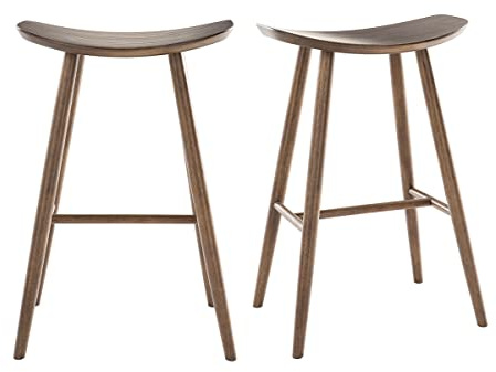 Miliboo Tabourets de Bar Design Noyer H72 cm (Lot de 2) DEMORY