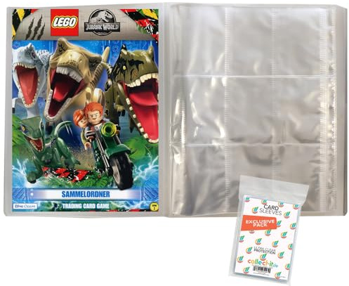Bundle mit Lego Jurassic World Trading Cards - Serie 2-1 Leere Sammelmappe + Exklusive Collect-it Hüllen