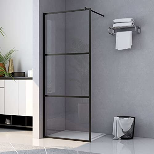 INLIFE Duschwand für Begehbare Duschen ESG-Klarglas Schwarz 90x195 cm,23.72kg,149149