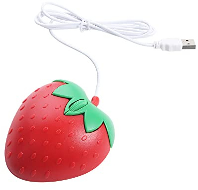 Vctitil Mouse ottico portatile mini 800DPI mouse ottico portatile a forma di fragola 3D Mouse del computer del fumetto