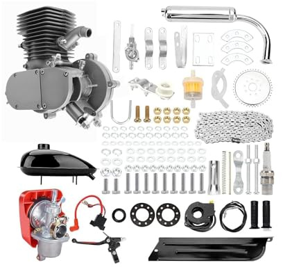 RibasuBB 100cc Bicycle Engine Kit,2 Stroke Cycle Bicycle Gas Motorized Gasoline Engine Motor Kit,Full Set Energy Saving Bike Engine Kit for 26 28 Bike(36 Tooth Sprocket)