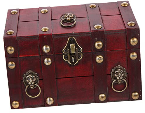 Cabilock Piraten Schatzkiste Schmuckschatulle Vintage Aufbewahrungstruhe Für Schmuck Und Andenken Mit Schnallverschluss Retro Holztruhe Für Kinder Und Accessoires