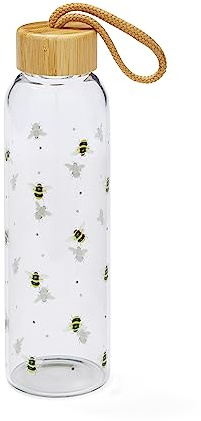 Cooksmart Bouteille d'eau en verre de 500 ml | Bouteille en verre écologique avec couvercle et poignée de transport | Bouteilles en verre pour le bureau, le sport ou les déplacements – Bourdons