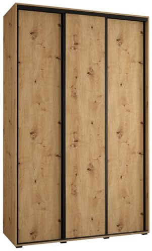 ABIKSMEBLE Davos 1 150 Armadio da Camera Terzo Scorrevole - Armadio Moderno con Asta e Ripiani - 235,2 x 150 x 45 cm - Artisan Artisan Nero