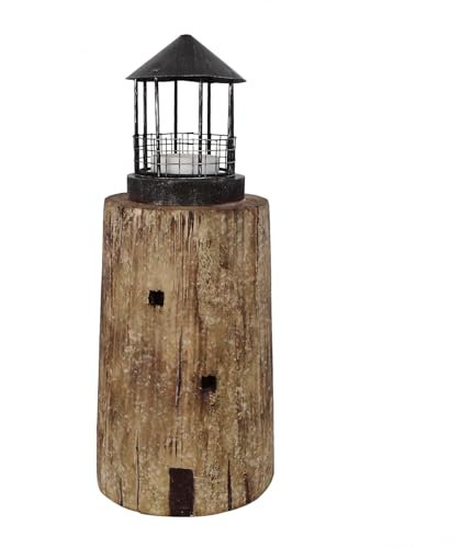 Farol decorativo náutico de metal y madera, portavelas con temática oceánica, decoración del hogar, decoración rústica de jardín para interiores y exteriores, faroles para fiestas (M)