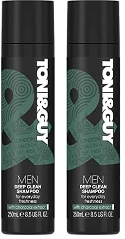 Toni&Guy Men's Deep Clean Shampoo with Charcoal Extract, 250ml (Pack of 2)