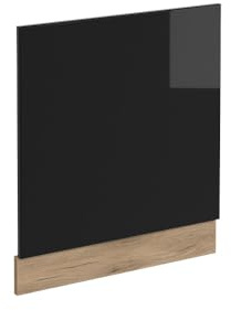 Vicco Façade R-Line, Noir Haute Brillance, 60cm | Pour lave-vaisselle semi-intégré de 60 cm · Sans plan de travail · Adapté à la façade de cuisine · Librement combinable