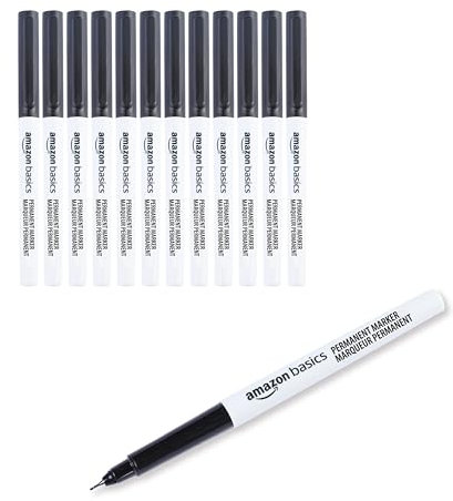 Amazon Basics Ultra Fine Point Permanent Markers, Black, 12-Pack
