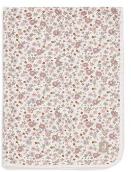 Jollein Couverture pour bébé - Motif Fleurs rétro - 75 x 100 cm - 100% Coton - pour Berceau de bébé - Couverture en Mousseline - 0,5 tog - Certifié Oeko-Tex