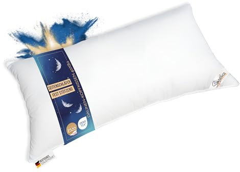 Bettenhaus Breuer | Sympathica Kopfkissen 40x80 cm | 660g Neue weiße Federn Klasse 1 | stützend und formstabil | Daunenpass | 60° Wäsche | allergikergeeignet | Oeko-TEX-Zertifiziert | ohne Lebendrupf