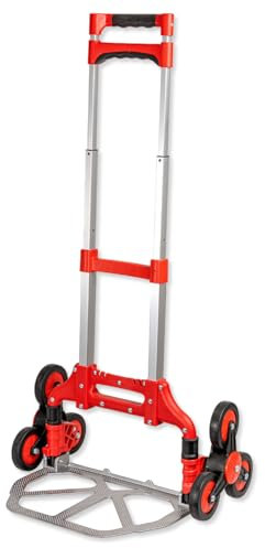 WALTER Stufen- & Treppentransportkarre - Leicht (3,90 kg), klappbar, mit 2 x 3 Sternrädern aus Kunststoff, inkl. Spanngummi, Ladekapazität 70kg, Alu-Guss Schaufel