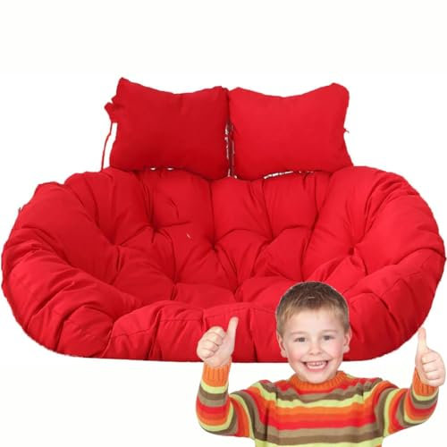 HAILM Hängesessel Kissen, Twin Sitzkissen Hängesessel 2 Personen, Ultra Dick Anti-Verformung Auflagen Polster Für Schwingsessel, Indoor Outdoor Hängesessel Polsterauflage,Rot