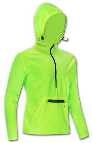 ARMAAN Fahrradjacke für Herren mit halbem Reißverschluss und Kapuze, wasserdicht, Winddicht Fahrrad-Windjacke hochelastisch feuchtigkeitsableitend Motorrad-Regenmantel Jogging-Fahrradmantel,Green-3XL