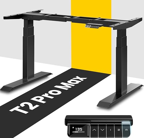 MAIDeSITe T2 Pro Max Elektrisch Höhenverstellbarer Schreibtisch Gestell, 135 cm Höhenverstellbar Tischgestell Dualmotor Traglast 180KG mit Piano-Master-Steuerungssystem und Kollisionsschutz Funktion