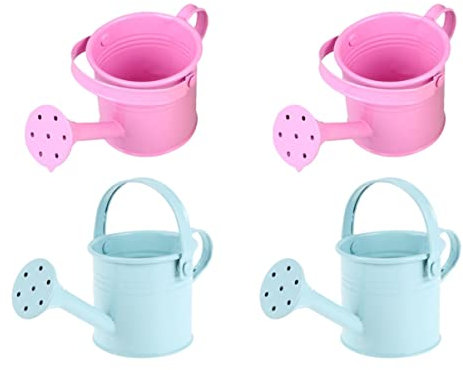 Arrosoir, Cadeaux for Enfants 4 pièces arrosoir en Fer arrosoir en métal Bouilloire arrosoirs for Plantes arrosoir en Fer bidons arrosoir en métal Cadeaux for Enfants(Pink+sky-bluex2pcs)