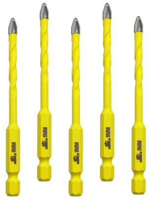 Schräger Kopf Exzenterbohrer 5MM Bitsatz DARTOTEK Spiralbohrer Holz/Kunststoff/Glas/Beton/Ziegel Multi-Material-Bohrer mit Bit-Aufbewahrungskoffer, 5 Stück