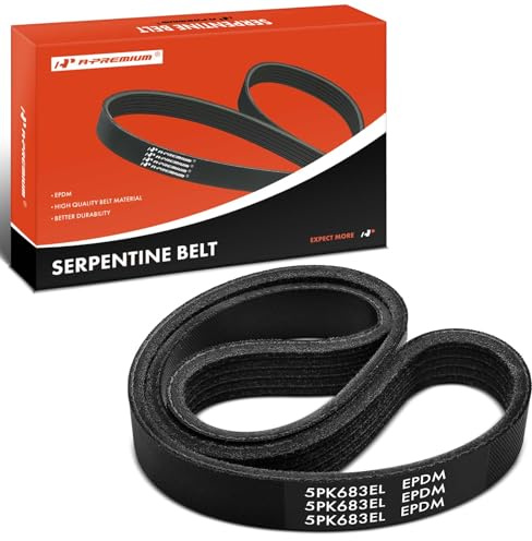 A-Premium 26.89 Inch Air Conditioning Stretch Fit Serpentine Drive Belt Compatible with Ford Focus 2012 2013 2014 L4 2.0L, Installation Tool Required | Compatible with Ford Focus 2012 2013 2014 L4 2.0L, Tensioner-free, Installation Tool Required, EPDM