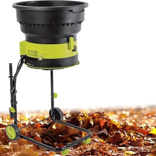Corded Electric Leaf Mulcher Shredder,Bladeless Portable Garden Shredder with Wheels,8000rpm Shredders and Chippers with Collection Bag,Funnel Diameter 54cm,for Garden Leaves,50mpowercord