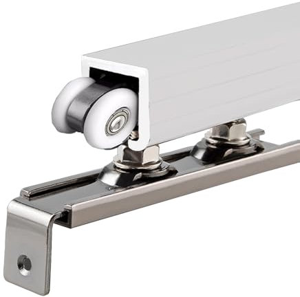 Sliding door kit track rail Single Rail Sliding Track System Wardrobe Door, Heavy Duty Pocket Door Hardware and Track Kit for Bedroom/ Office/ Kitchen, Customizable Bifold Doors Rail(White,100cm/39.4i