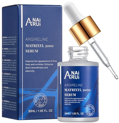 ANAiRUi Matrixyl 3000 & Argireline Siero Viso Anti-Età con Peptidi, Acido Ialuronic, Antirughe, eccitazione Collageno e idratazione pelle | Per pelli mature e secche | 30ml
