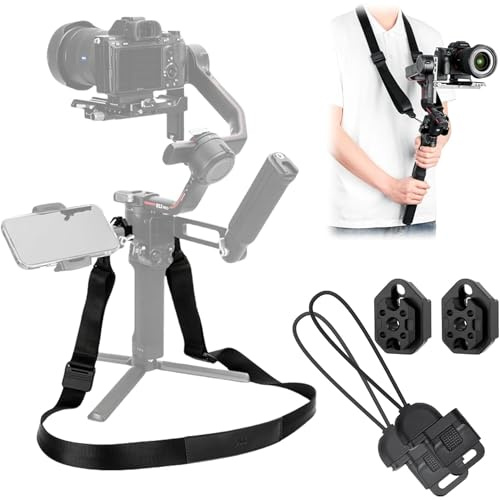JJC Tracolla con 2 supporti NATO per DJI RS5 RS4 RS 5 4 Pro RS3 3 Pro, a sgancio rapido RS2 RSC 2, tracolla regolabile per riduzione del peso della fotocamera (senza blocco NATO)