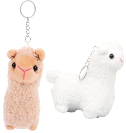 MOLUCKFU Alpaka Schlüsselanhänger Stofftier Anhänger Taschenanhänger Handyanhänger Dekoration Partygeschenk Khaki Weiß
