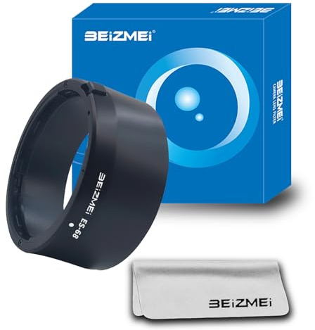Paraluce a petalo ES-68 / Accessorio per obiettivi fotografici (filettatura 58mm), Compatibile con obiettivi EF 50 mm f/1.8 STM + Panno per la pulizia delle lenti