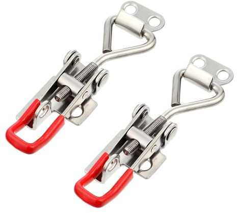 Pack of 2 Stainless Steel Tension Clasps, Holds Capacity Latch Button, 4001 Crate Closure, Lever Closure, Adjustable Snap Latch Lever Lock for Boxes, Boxes, Chests, Boxes, Cupboards, Drawers