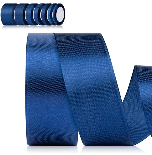 Foshird Satinband Blau 40mm x 22m Geschenkband Breit DunkelBlau Schleifenband Polyester Bänder zum Basteln Dekoband für Geschenkverpackung Geburtstag DIY -Marineblau
