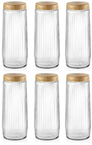 Kitchen Life 6-teiliges Glas Vorratsdosen Set 1,5L – Luftdicht mit Deckel – Aufbewahrungsgläser für Spaghetti, Konserven, Hülsenfrüchte & Trockenwaren
