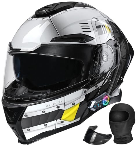 HALYING Casco Modular Moto Integral con Bluetooth ECE 22.06 Homologado, Doble Visera Solar Antivaho, Sistema de Ventilación Multicanal,Forro Extraíble Lavable, para Adultos Hombres Mujeres