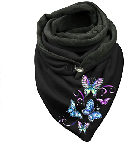 Generisch Écharpe chaude d'hiver en coton imprimé papillon pour femme avec boutons écharpe polaire pour enfants, g, taille unique