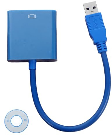 SHINEOFI Adaptateur USB 3.0 Composants Électriques pour Moniteur et Ordinateur vers Vga Compatible avec Systèmes D'exploitation Courants Câble Bleu Transfert Rapide 5.0gbps