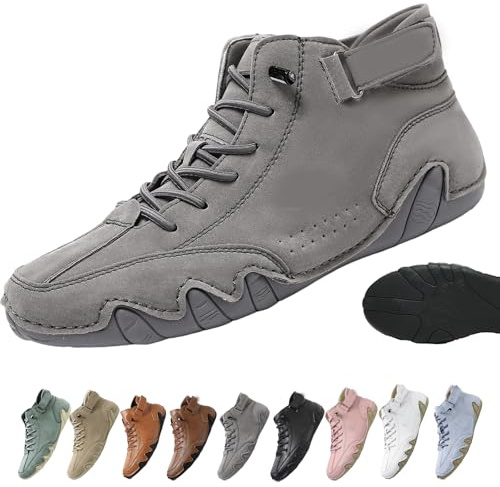 Snrtevu Shoes, Ergonomic Shoes, Non-Slip & Waterproof Leather Barefoot Shoe for Natural Pain Relief, Embrace All-Day Comfort and Natural Support (Gray,10.5)