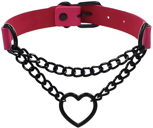 JUGUTA Pu Cuir Punk Colliers Ras Du Cou Cercle/Coeur Charme Collier Réglable Collier Pour Les Femmes