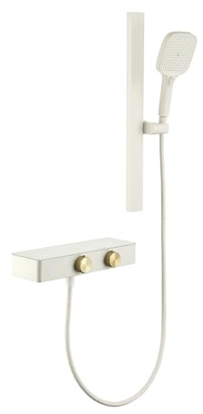 XDSMB Grifo Bañera y Ducha con Alcachofa 2 Agujeros Grifo Cascada Pared 5 Modo,Leche Blanca