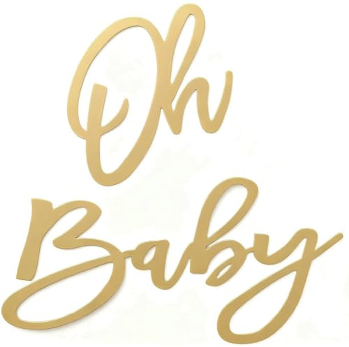 TANGBOHU Goldene Oh Baby Buchstaben Taufe Dekoration - Personalisierte Babyparty Fotohintergrund mit Metallbuchstaben- Taufgeschenk für Mädchen Junge - Babyfüße Foto Shower