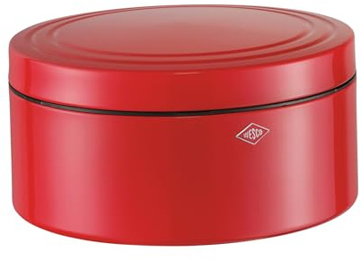 WESCO Gebäckdose Classic Line in der Farbe redorange, pulverbeschichtetes Stahlblech, 4 Liter Volumen, schließt dicht, Special Edition Weihnachten