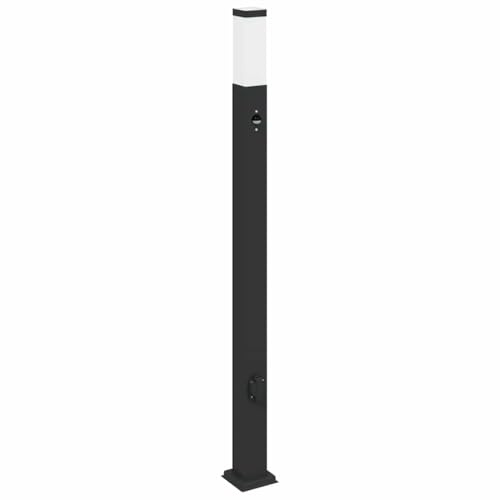 vidaXL Pollerleuchte mit Sensor und Steckdose 110 cm Schwarz IP44